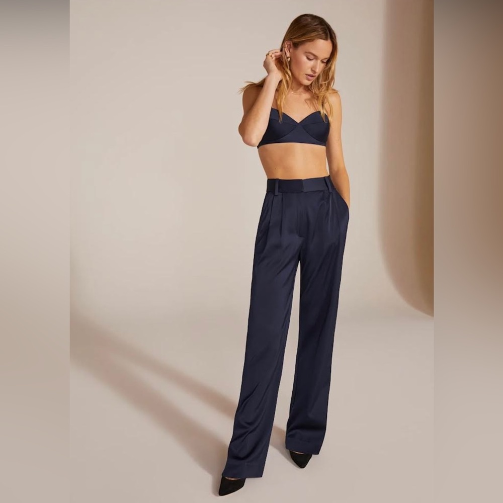 Favorite Daughter Satin Navy Favorite Pants size 6